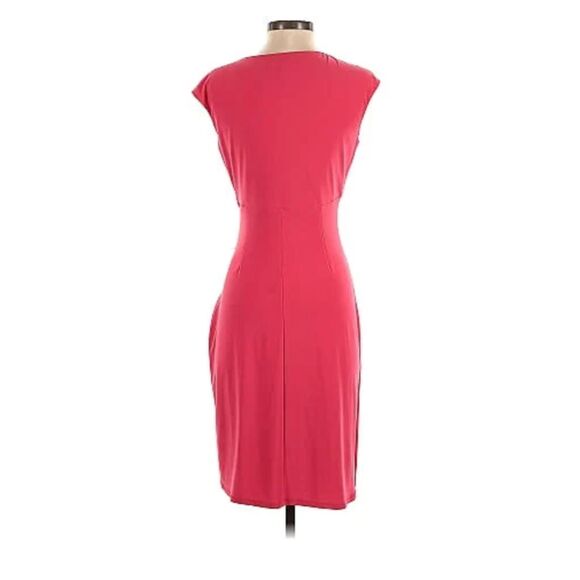 Lauren by Ralph Lauren Side Draped Jersey Knit Knee-Length Dress Size 4 Deep Red - Picture 2 of 7
